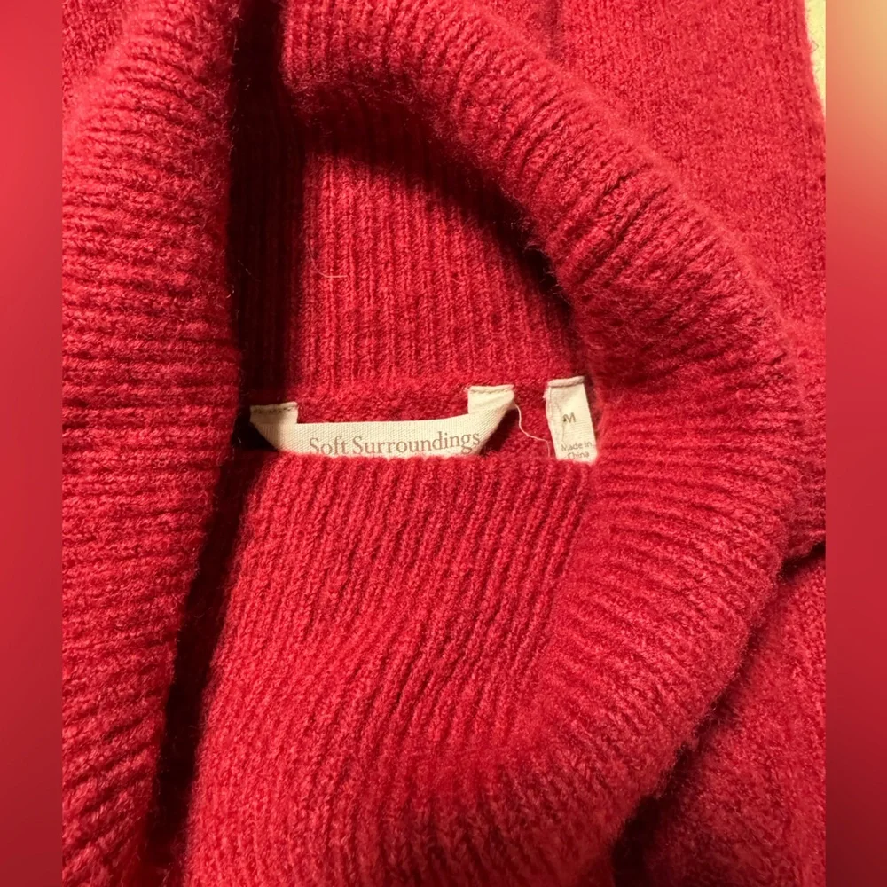 Soft Surroundings Ellen Cowl Neck Knit Sweater Dress Stretch Red Medium - Picture 10 of 10
